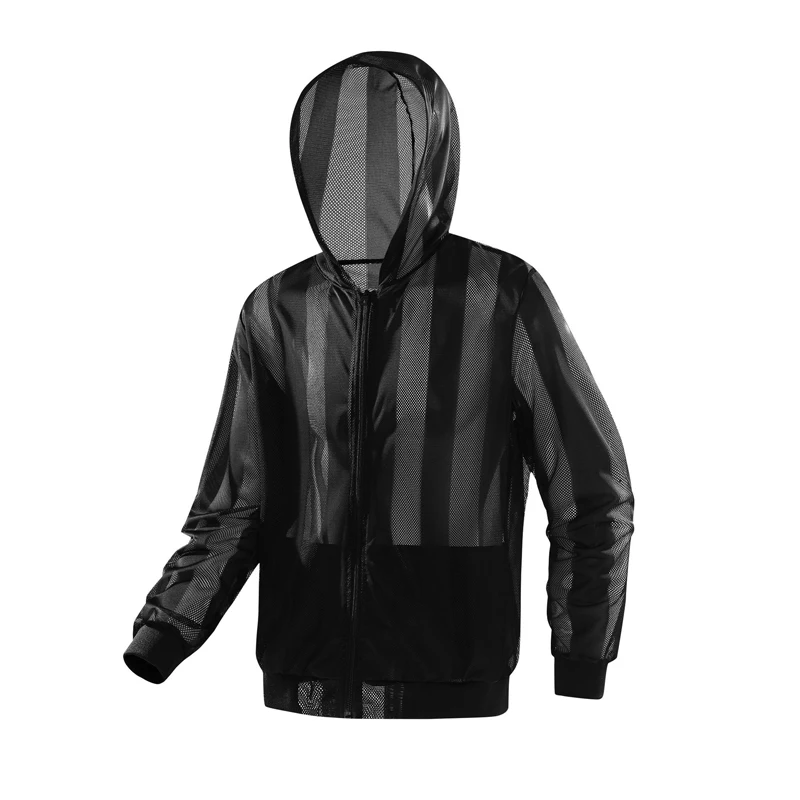 Summer Men's Mesh Breathble Jacket Outdoor Men Ultra Thin Sun Protective Hooded Coats Quick Dry Man Sports Windbreaker Zip Coats