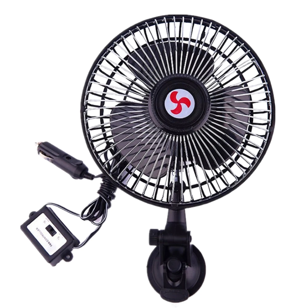 

Car Cooler Fan Electric Air Cooling Black Suction Cup Vehicle Dashboard Fans Compact Durable Angle Adjustable Head Shaking Easy