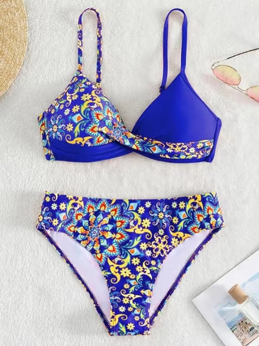 S - XL Strój kąpielowy bikini push up z nadrukiem Strój kąpielowy damski Dwuczęściowy zestaw bikini z miseczką biustonosza Strój kąpielowy Swim Lady