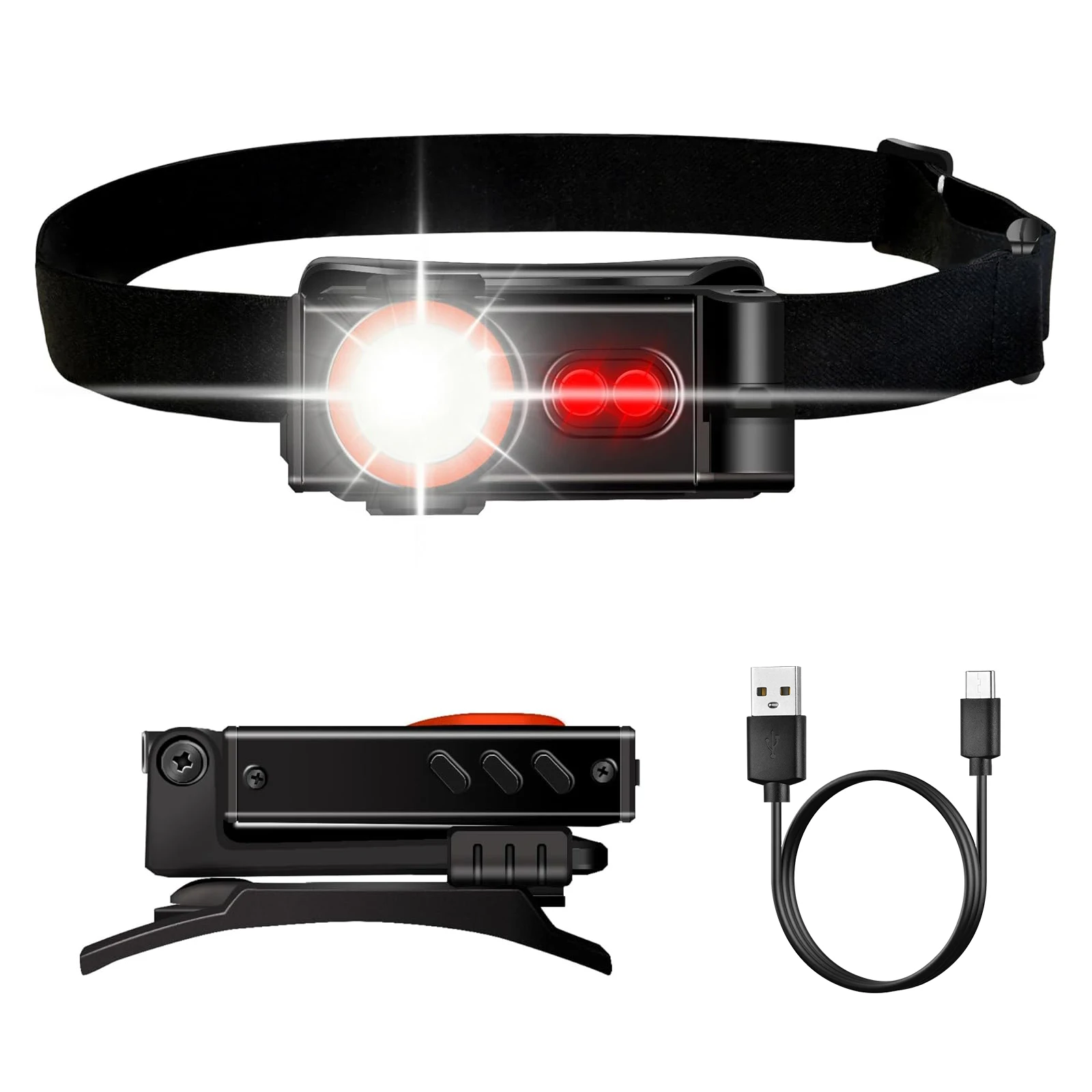 

UltraFire P4 EDC Headlamp 500LM LED Dual Light Pocket Clip Light Usb Rechargeable Magnetic Headlight for Night Working Emergency