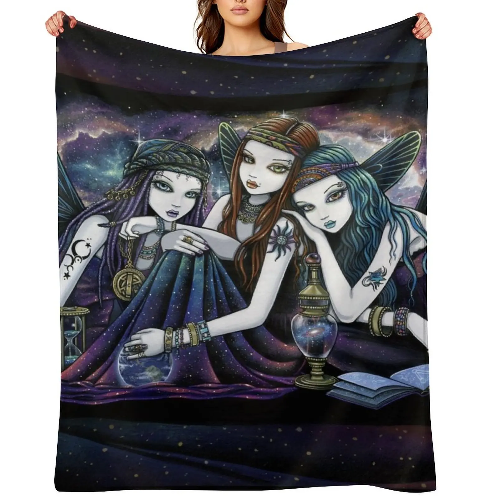 

The Seraphina Bohemian Celestial Sisters Nebula Fairies Throw Blanket Tourist blankets ands Summer Soft Blankets