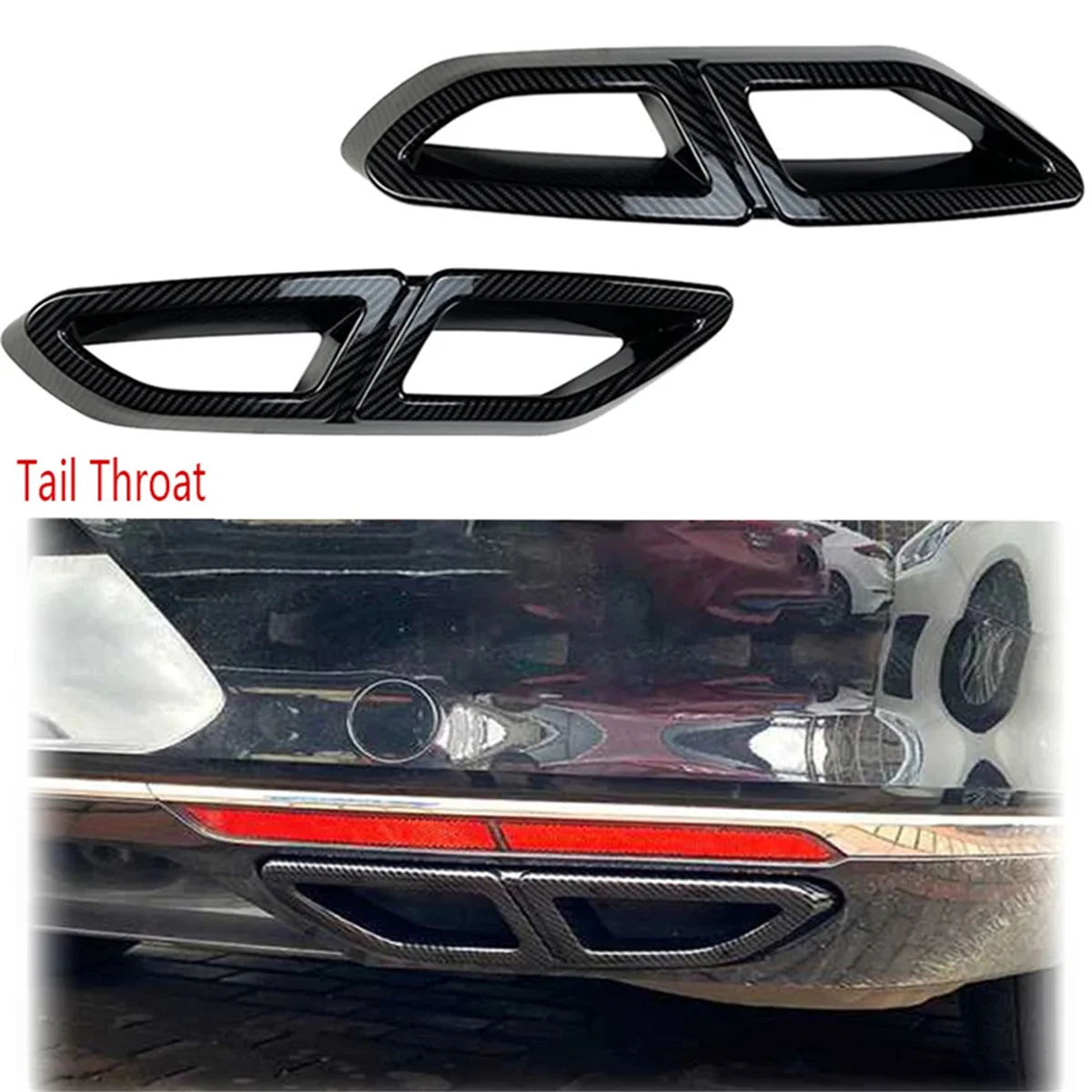 For Volkswagen Magotan Passat B8 2016-2019 Rear Lip Bumper Spoiler Car Tail Throat Frame Exhaust Pipe Trim Carbon Fiber