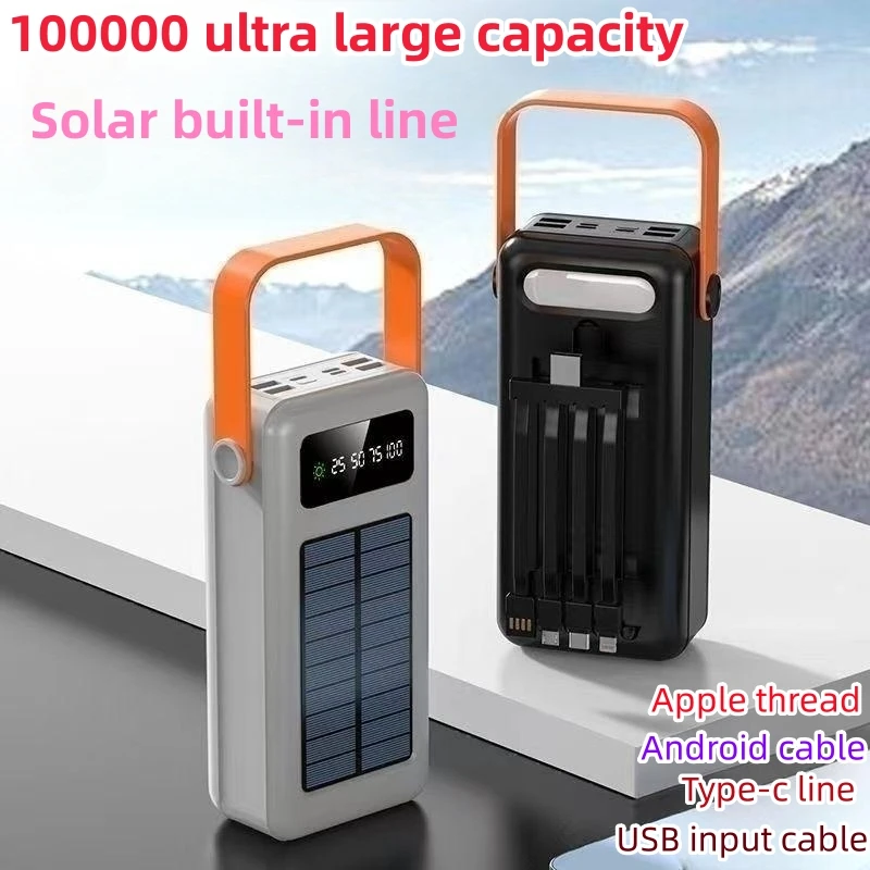 100000 ultra large capacity outdoor camping solar power charging bank mobile phone durable universal mobile power supply