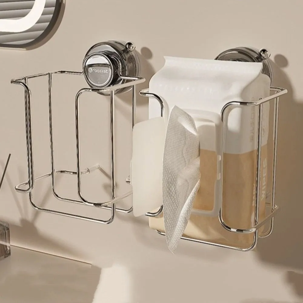 

Держатель для туалетной бумаги на присоске, коробка для влажных салфеток из нержавеющей стали без перфорации, настенный органайзер для влажных бумажных полотенец большой емкости