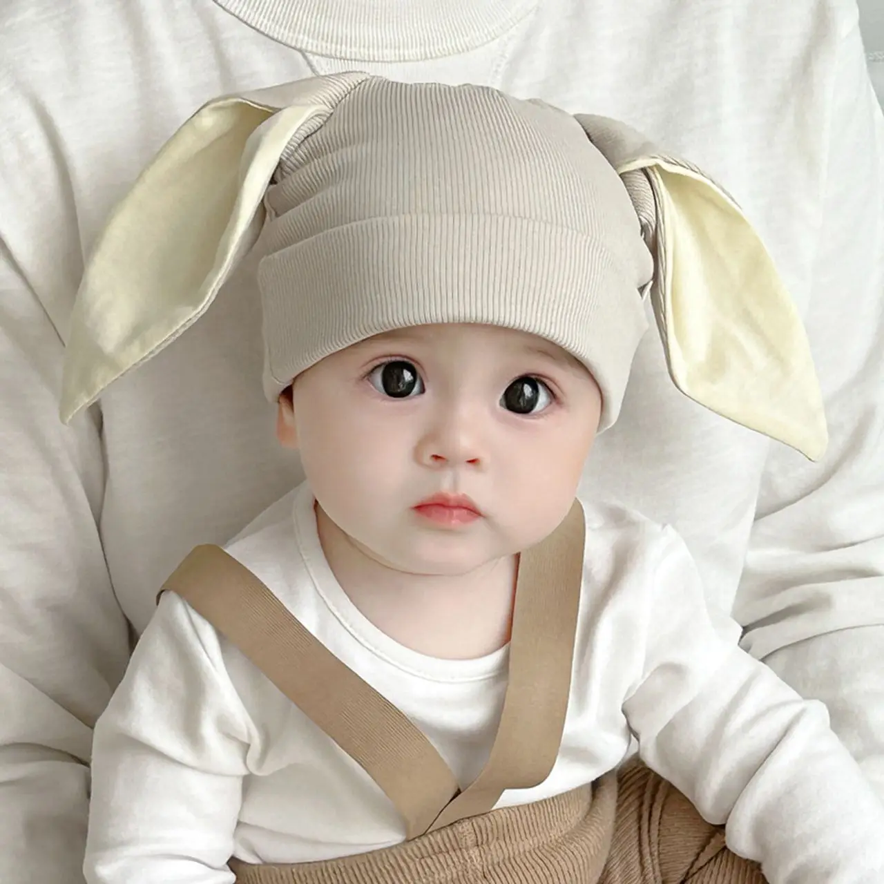 

Long Rabbit Ear Fetal Hat for Baby Pullover Cap Soft Cotton Newborn Beanie 0-6Month Children Autumn Winter Warm Knitted Hats