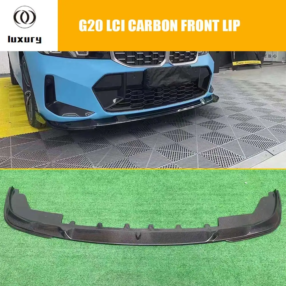 3D Style Carbon Fiber Front Chin Lip Splitter for BMW G20 G21 Sedan Wagon 320 330 340 With M Package 2023-2025