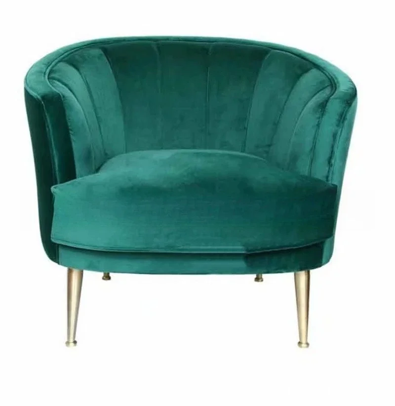 

Simple modern dark green velvet sofa custom furniture stainless steel metal sales office studio reception chair