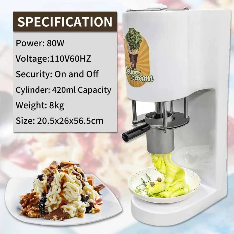 商業スワールアイスクリームメーカースパゲッティアイスクリームヌードルパスタ製造機