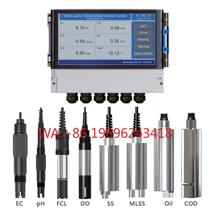 Analizador de Calidad de Agua Multiparamétrico REMOND, Monitor RS485 Modbus, Sensor de pH, EC, DO, TDS, COD, Turbidez y Cloro, Sonda, 1 Año de Garantía
