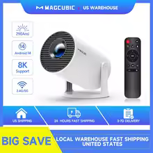 Magcubic Android 14 BT5.4 8K Support HY300 Pro Home Outdoor Projector, 290ANSI Native 720P, Mini Portable Full HD Beam