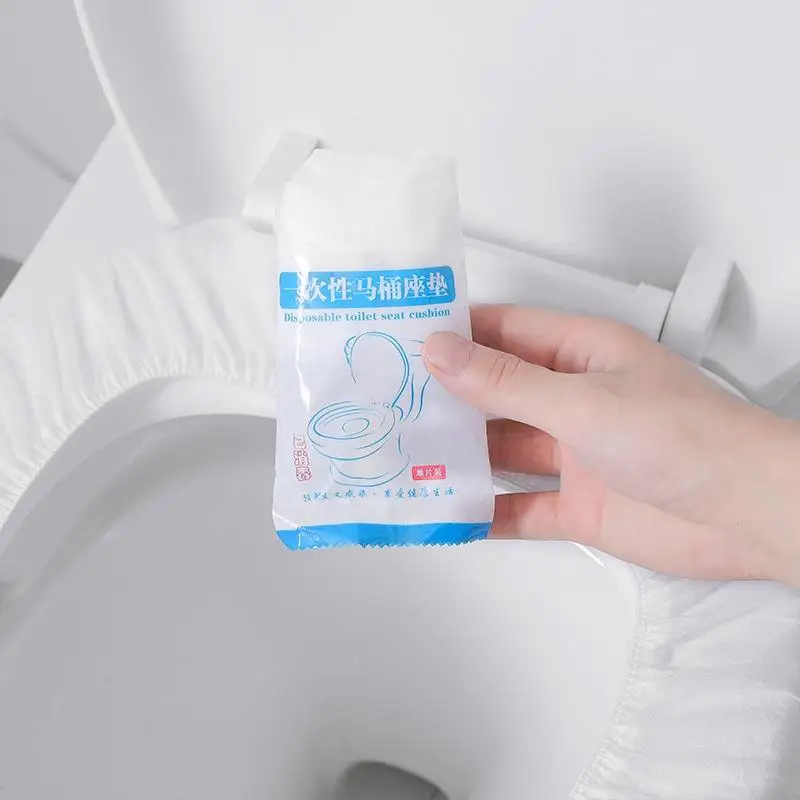 50pcs Disposable Toilet Seat Cover Waterproof Non-woven Travel Hotel Bathroom Protective Mat Single Packaging Seat Cushion Acce