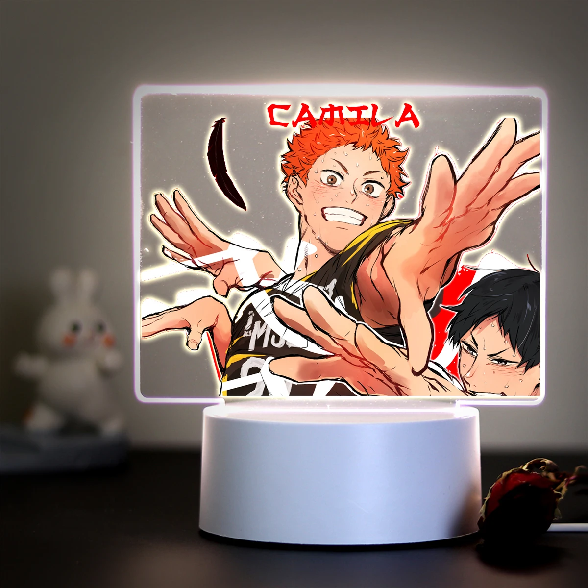 Hot Personalized Fashion Volleyball Anime Custom Name Arcylic Night Lights For Fans Children Birthday Gift Home Decoration