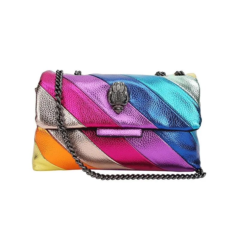 Hotsale Rainbow Women Handbag  Wave Pattern Eagle Icon Head On Front Jointing Colorful Cross Body Bag Patchwork Shoulder Bag