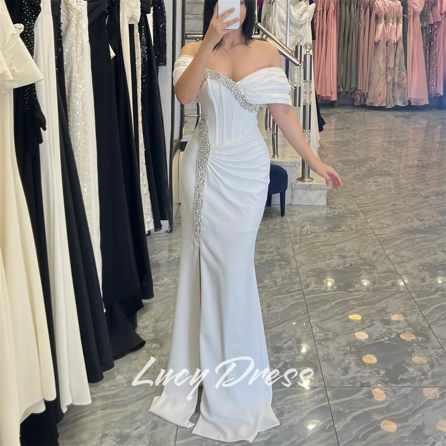 Lucy op maat gemaakte bruiloftsjurken cocktailjurk jurk voor speciale gelegenheden avondjurken 2025, zeemeermin galajurk voor dames