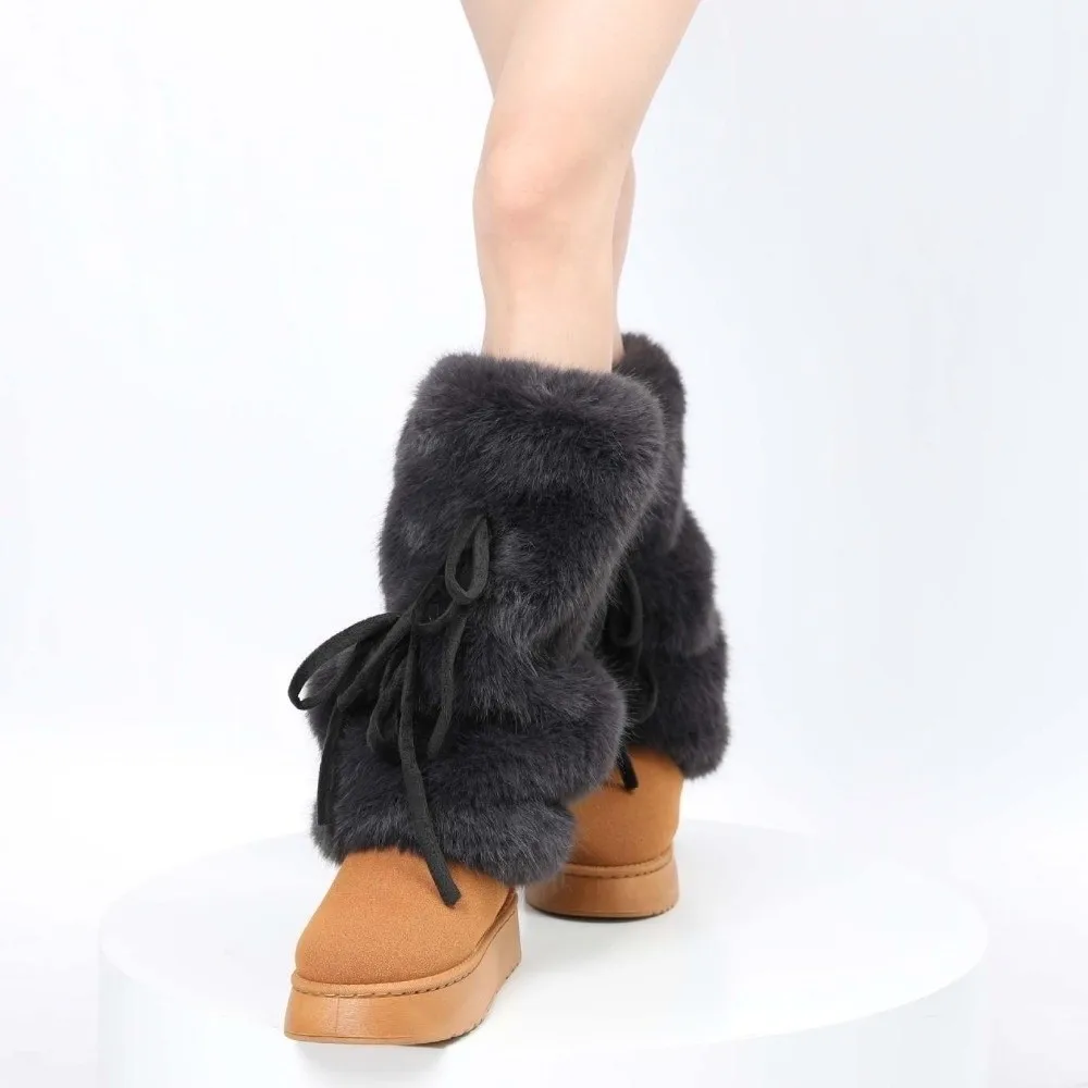 

Foot Cover Faux Fur Furry Leg Warmers Japanese Style Y2K Long Tube Sock Solid Color Thickened Lolita Boots Cover Cosplay Use