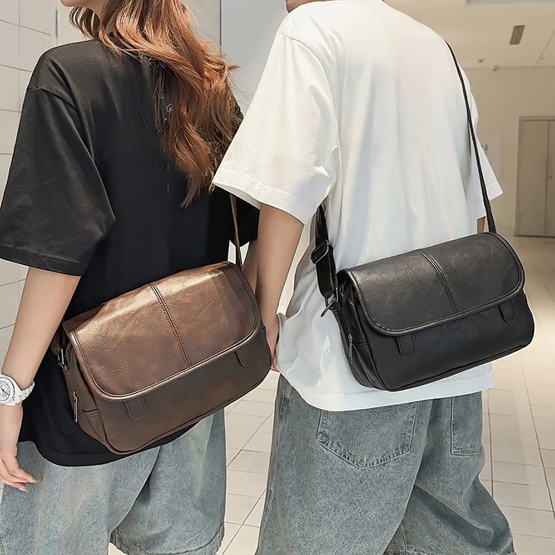 

Women PU Crossbody Bag Men Leisure Messenger Single Shoulder Pack Outdoor Business Commuter Shopping Travel Pouch Sling Backpack