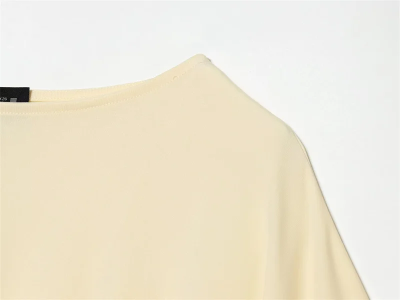 Women's Dress 2026 Summer New Style Solid Color Short Sleeve Ruffle Decor Midi Maxi Dress Elegant and Gentle Romantic