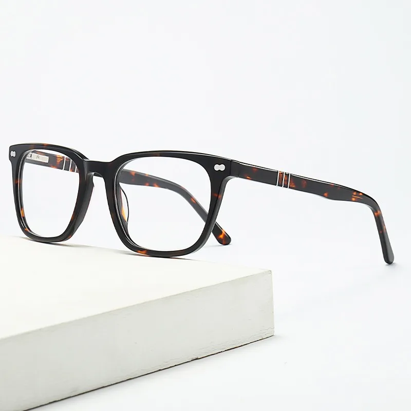 

Acetate Men Women Eyeglasses Stylish Full Rim Rectangle Classical Glasses Frame With Spring Hinge For Prescription Lens