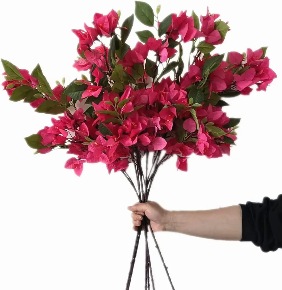 

One Silk Bougainvillea Glabra Stems Artificial Plastic Bougainvillea Speetabilis Flower Tree Branches for Wedding Centerpieces