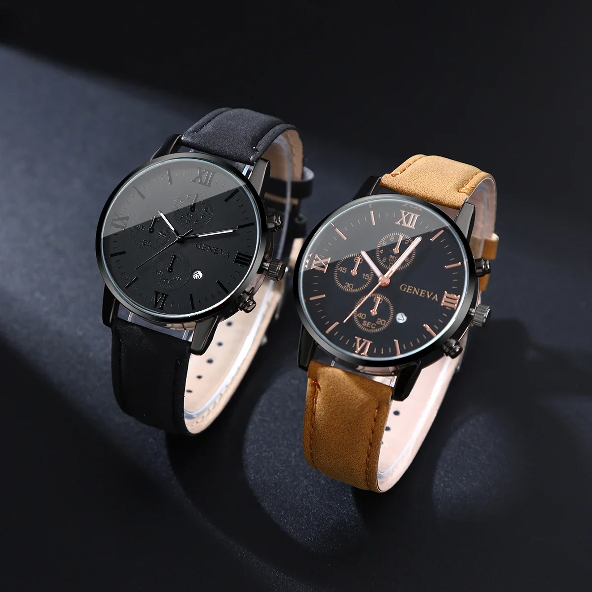 2pcs Fashionable Men's Watch Set, Quartz Movement, Date Display, Casual Men's Watch, Business Watch, Men Gift