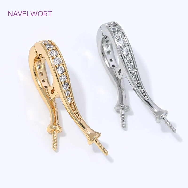 1/2Pcs Brass Bails For Jewelry 14K Gold Plated Hinged Pendant Bail Connector With Pearl Mounting,DIY Jewelry Making Accessories