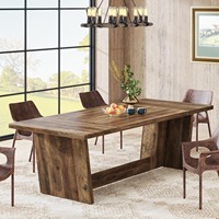 LITTLE TREE 70.87-Inch Large Dining Table: Long Dining Room Table for 6-8, Farmhouse Kitchen Dinner Table, Rustic Brown