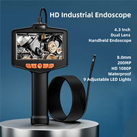 Dual Lens 8.0mm 2m/5m/10m Industrial Endoscope HD 1080P 4.3 Inch 2MP With 9LEDs Car Inspection Borescope Waterproof Sewer Camera