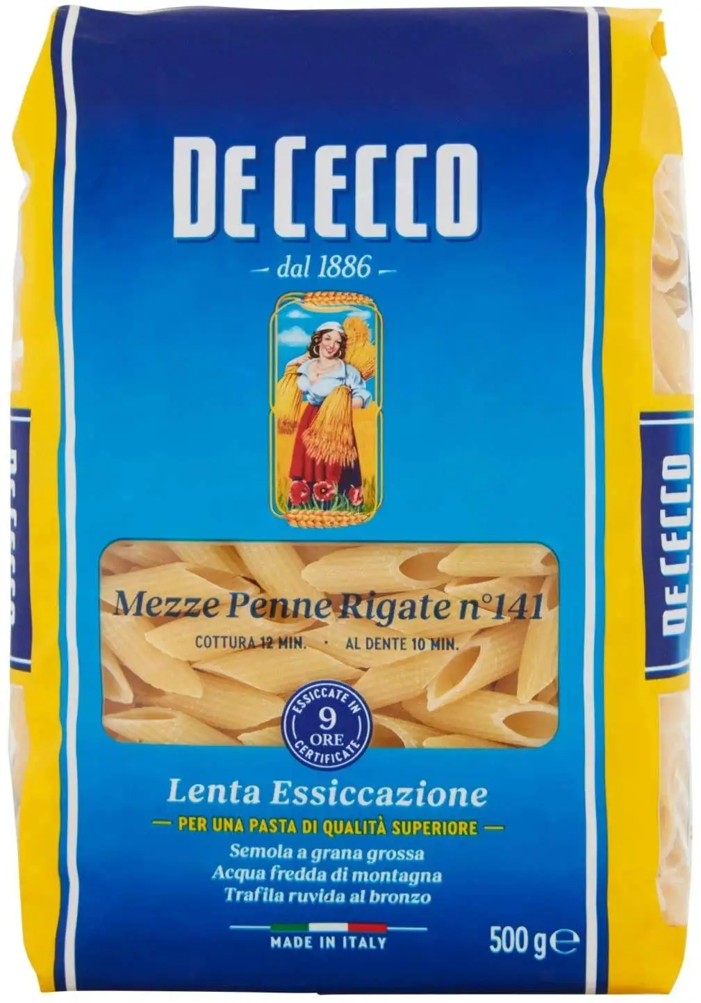 PASTA DE CECCO (Half quills gestreept 141 (24 Conf van 500 gr))