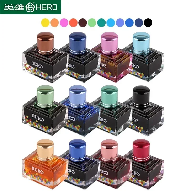 Imagem -03 - Herói Caneta Tinteiro Tinta 40ml Tinta Chinesa Multicolorido Vidro Engarrafado Escrita Desenho Cartucho Material Escolar de Escritório Papelaria