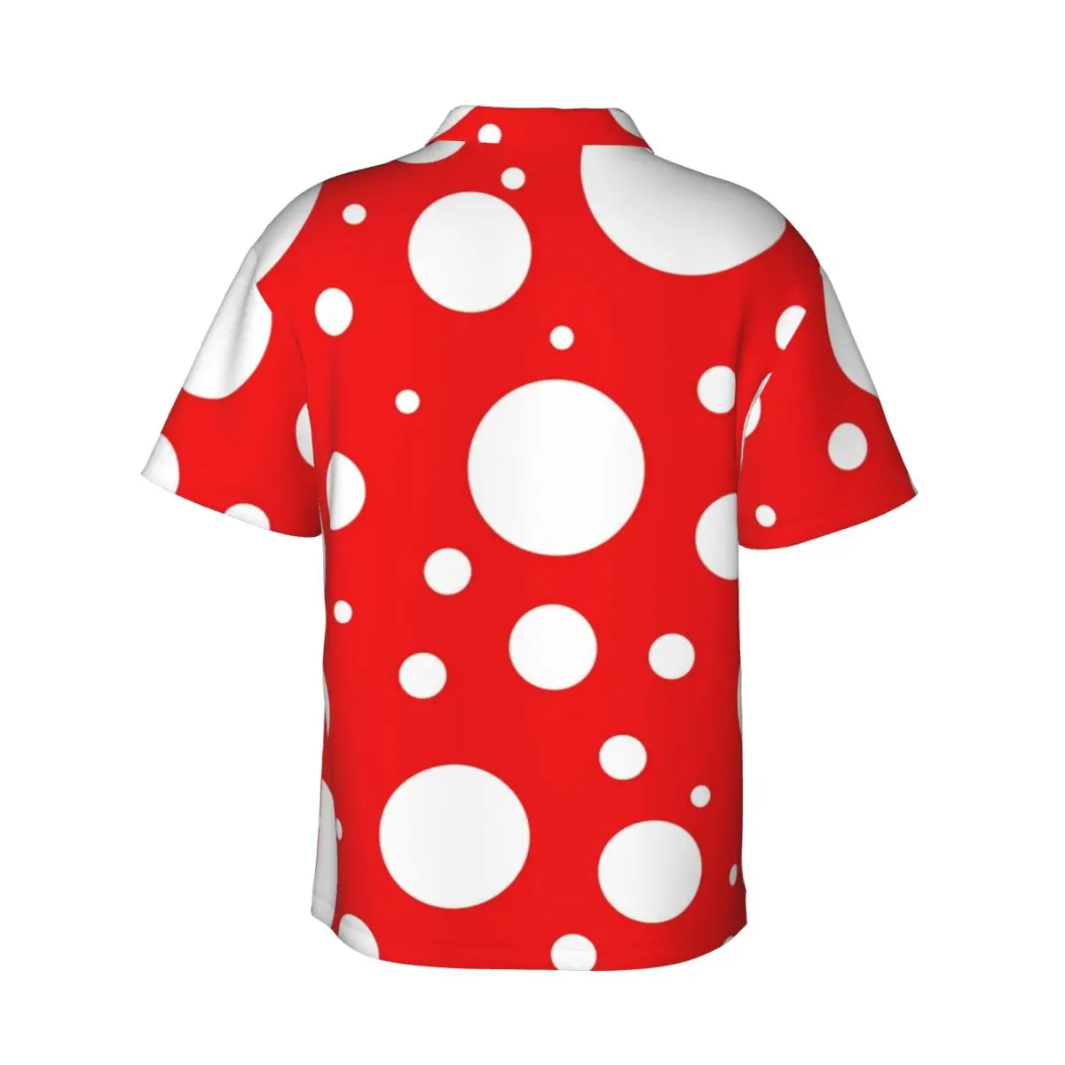 Red White Polka Dot Beach Shirt Kusama Yayoi Inspired Hawaiian Casual Shirts Male Trendy Blouses Short Sleeve Fashion Clothing