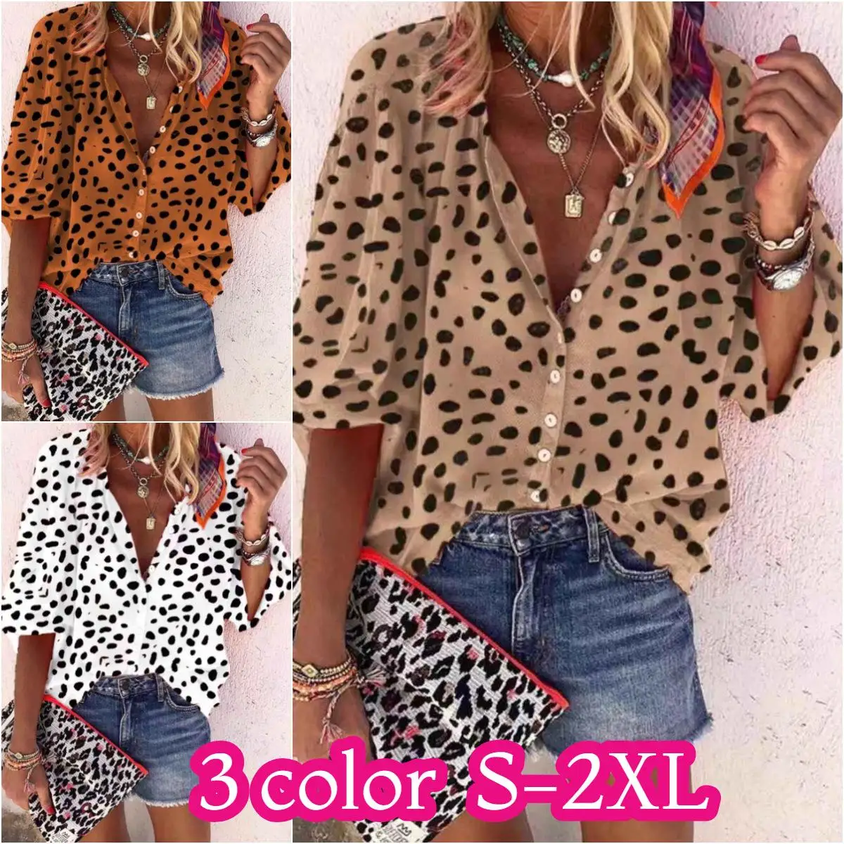 

Women's Long Sleeve Stand up Collar Shirt Casual Style Leopard Print Stretch Fabric Anti-Wrinkle Winter Collection