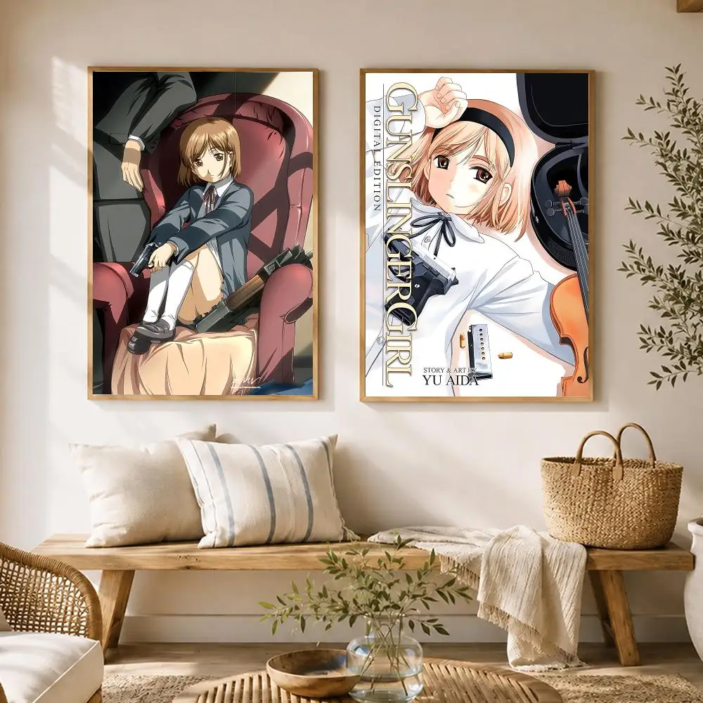 Anime Gunslinger Girl Poster HD poster wall art self-stick no-residue for home cafe office great gift