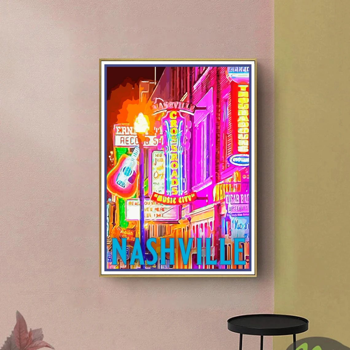 Nashville Travel Poster, Vintage Serigraph Style Poster, Tennessee, Wall Art, Travel, Vacation, Souvenir, Frame Not Included