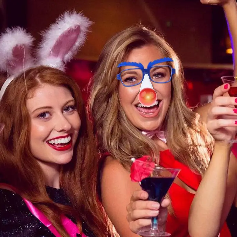 Funny Clown Glasses Cute Novelty Eyewear Cosplay Photography Prop Unisex Fake Clown Nose Eyeglass With LED Nose For Stage