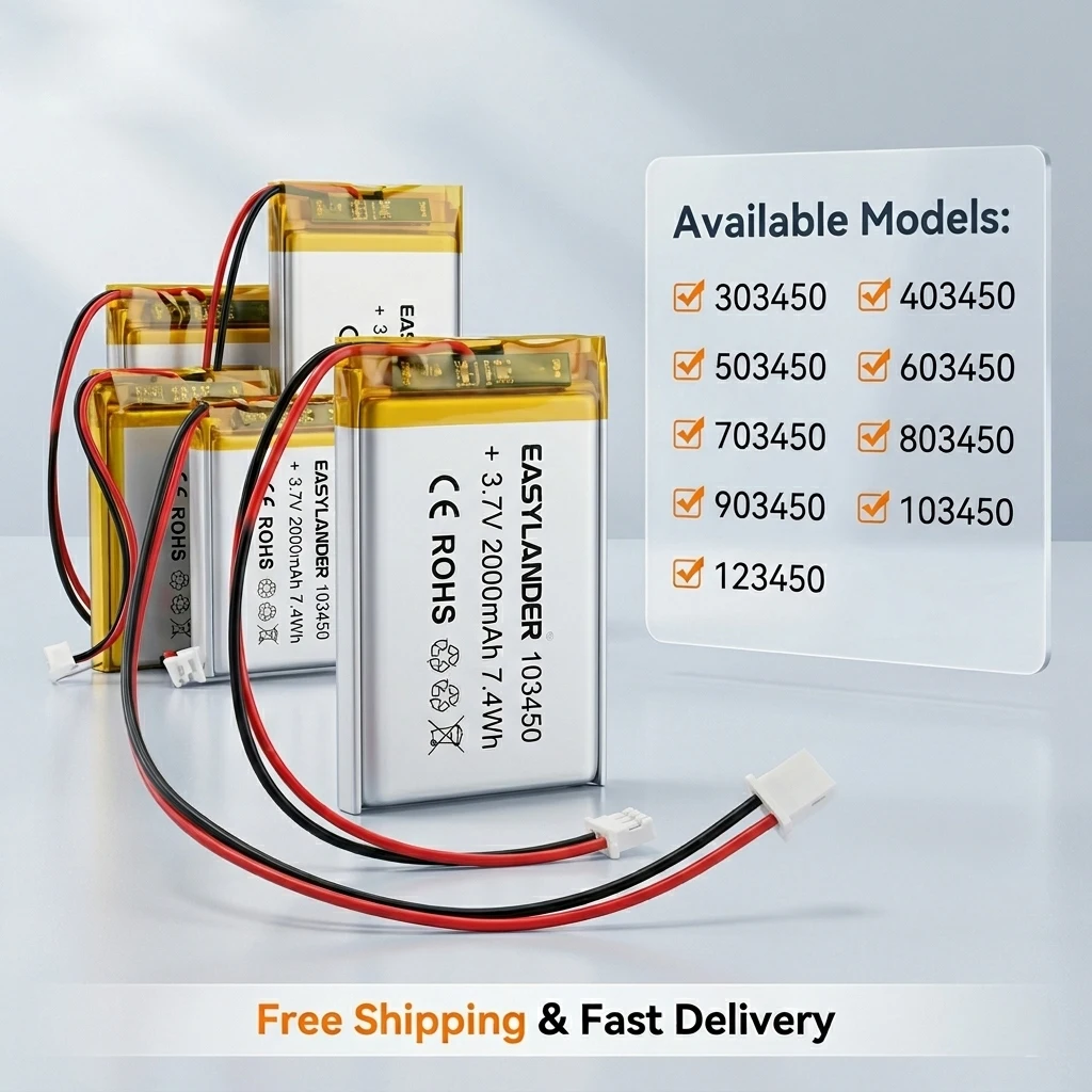 

3.7V 1200mAh 603450 Li-Polymer Rechargeable Battery JST 1.25 2-Pin Connector for Smart Home Device Headset MP3 503450 803450