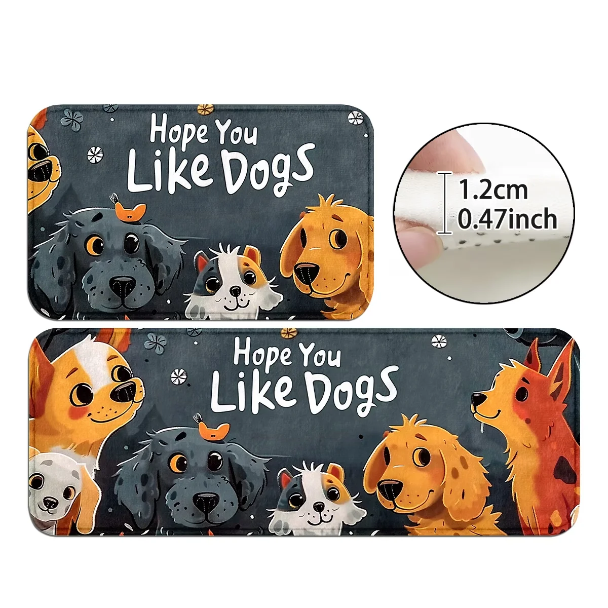 Kawaii Cartoon Dog Kitchen Rug Non Slip Hope You Like Dogs Floor Mat Washable Decorative Long Runner for Pet Lovers Home Kitchen