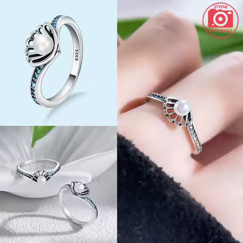 925 Silver Pearl Shell Ring Luxury Jewelry Gift For Female Girl Party Original Fashion Jewelry Making