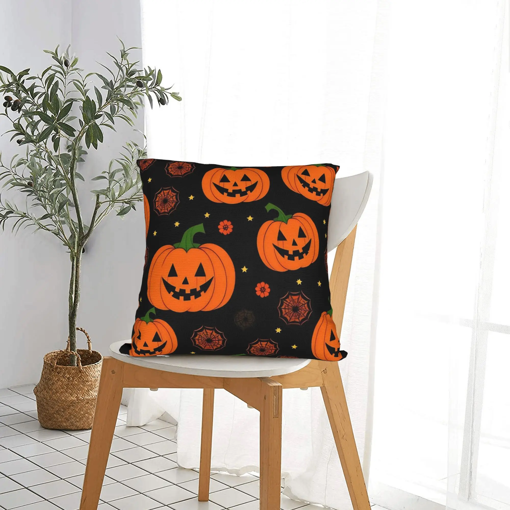 Halloween Square Pillow Cases Pumpkins Bats Ghost Cushion Covers Zipper Decorative Throw Pillow Case Cover for Sofa 18