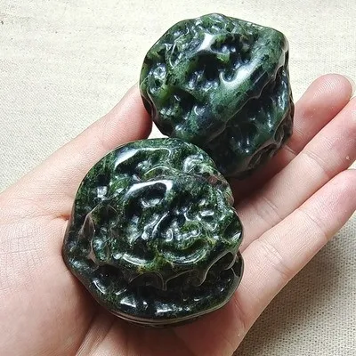 Genuine natural medicine king stone walnut handball health dark green jade fitness ball strong magnetic jade handball male to