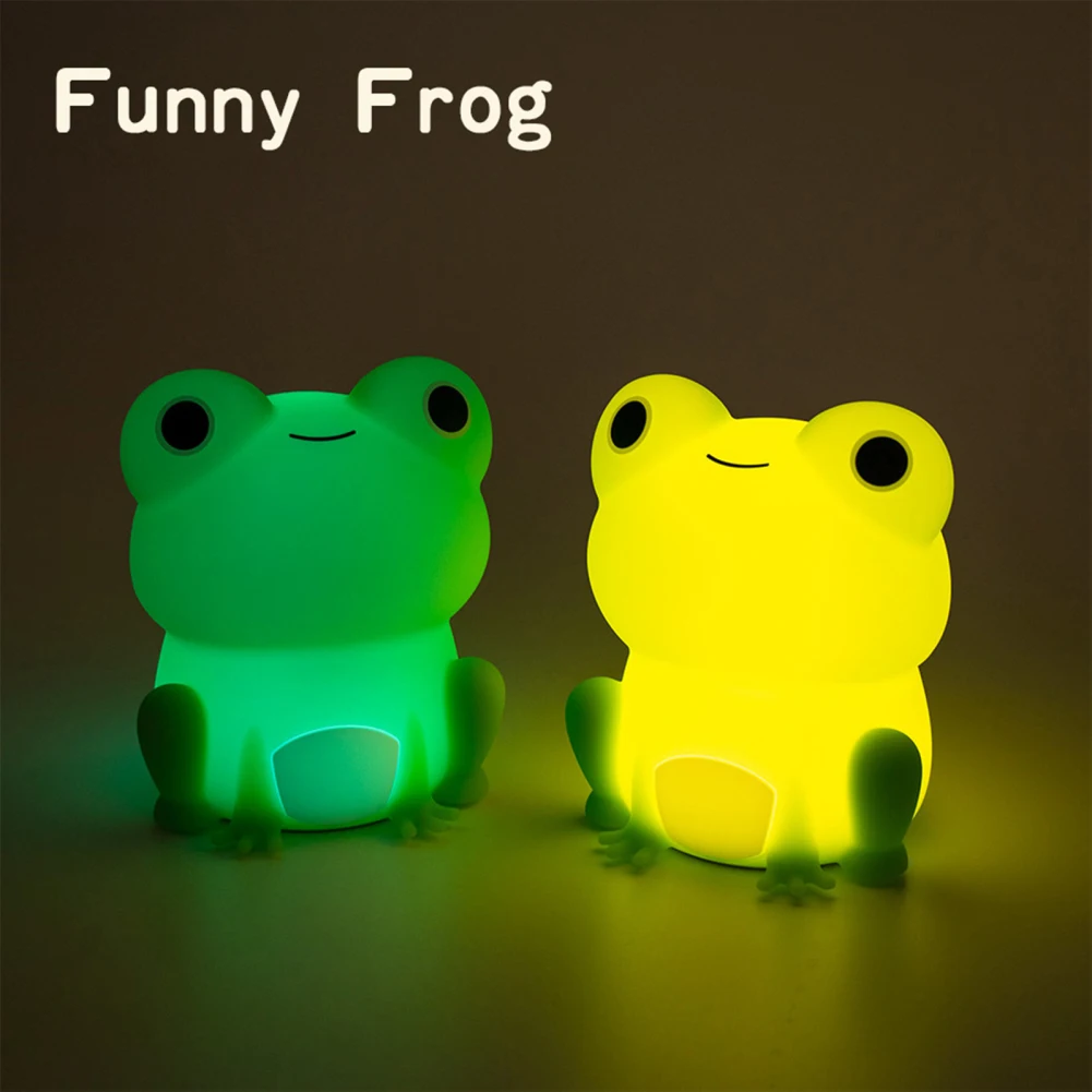 Niedliche Silikon Frosch führte Nachtlicht Touch Sensor dimmbare Timer USB wiederauf ladbare Nachttisch lampe für Kinder Baby Schlafzimmer Dekor