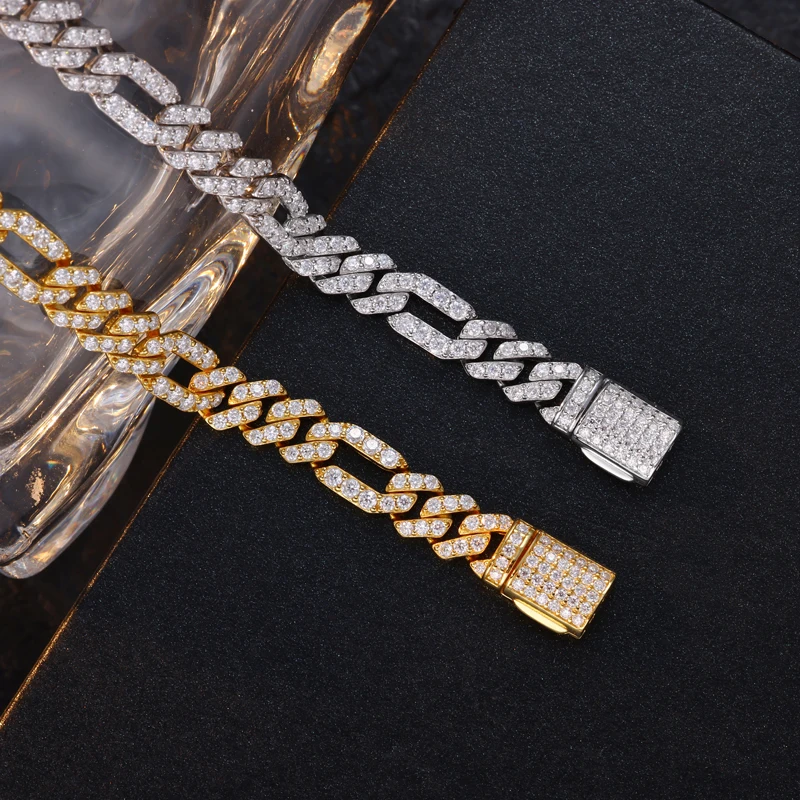 TUHE 6MM D Color VVS1 Moissanite Cuban Link Chain Bracelet S925 Sterling Silver Iced Out Hip Hop Jewelry Gift For Men Women