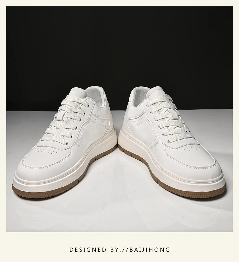 New Height-increasing Shoes for Men: 10CM-8CM-6CM Invisible Height-increasing Sports Shoes, White Sports Shoes, Large Size 37-44