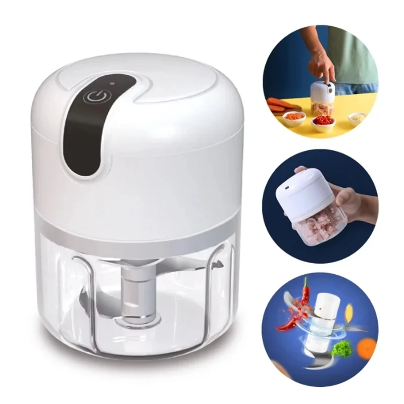 Processador de Alho Multifuncional, Cortador de Legumes, Moedor Elétrico Portátil