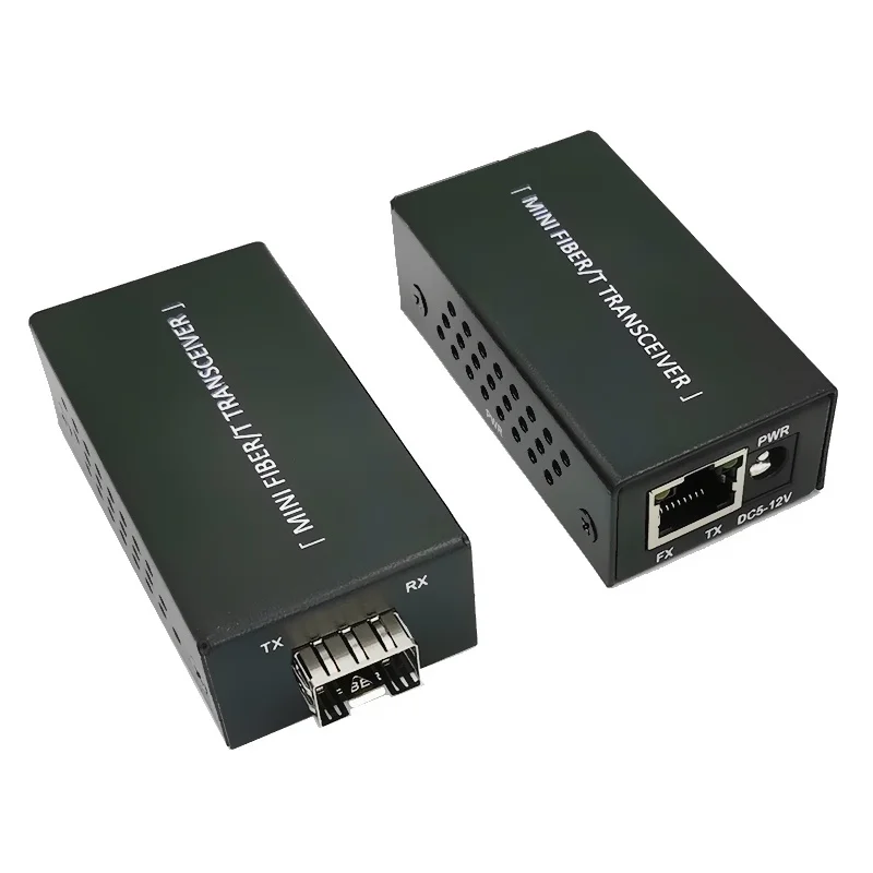 مفتاح ألياف إيثرنت جيجابت لكاميرات IP ، 1 SFP إلى 1 RJ45 UTP ، حجم صغير ، محول وسائط