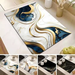 Marble White Dish Drying Mat for Kitchen Golden Grey Marble Dishes Pad Dish Drainer Rack Mats Absorbent Fast Dry Kitchen