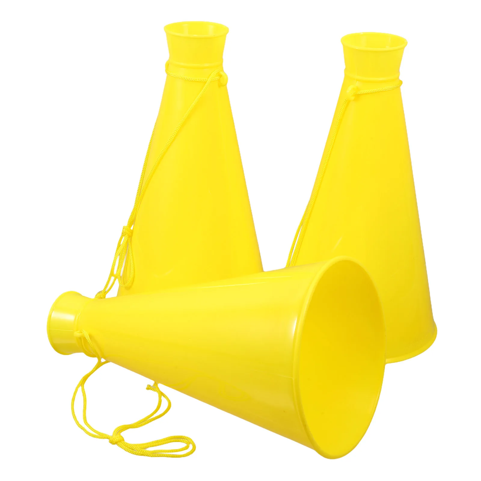 

3pcs Cheering Horn Mini Megaphone Plastic Party Favors Trumpet Toy Lightweight Portable Game Accessories Fans Football Yellow
