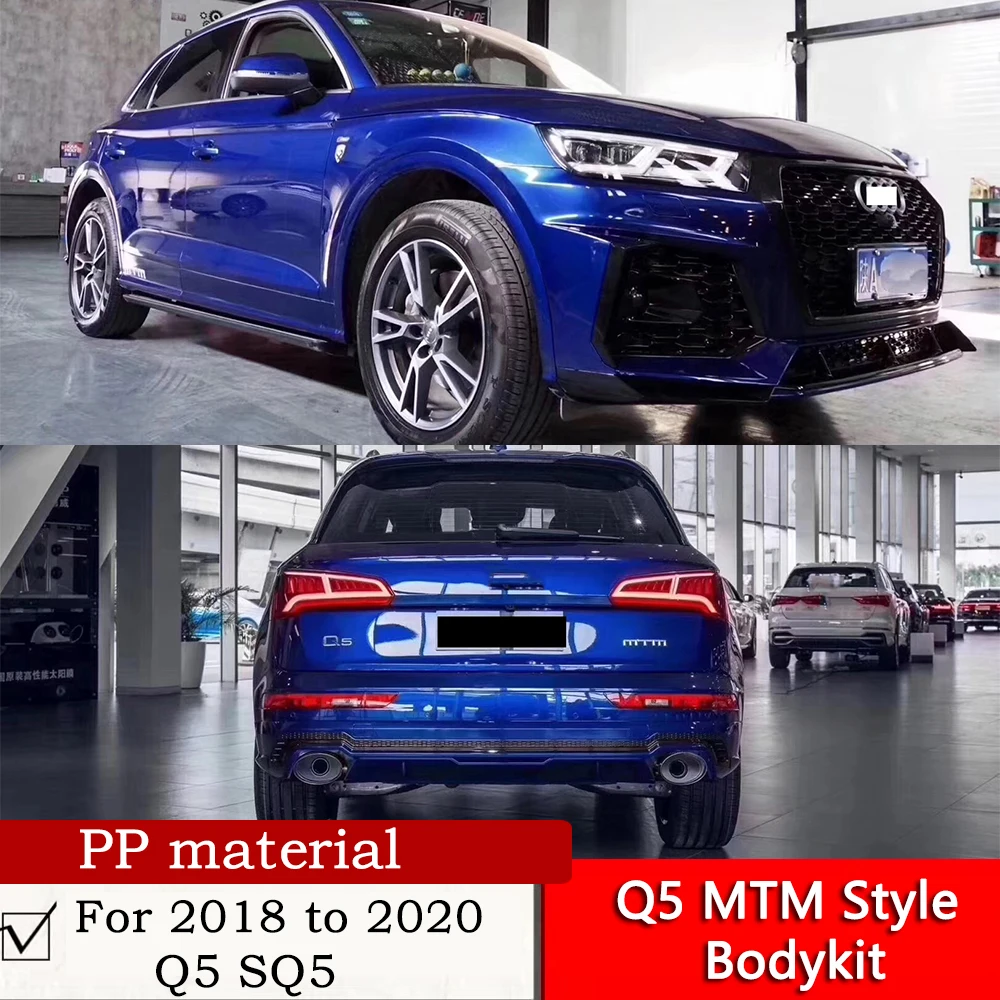 Q5 MTM Style Bodykit For 2018 2019 2020 Q5 SQ5 Modification Glossy Black PP S-line Q5 MTM Rear Diffuser Front Bumper Grille