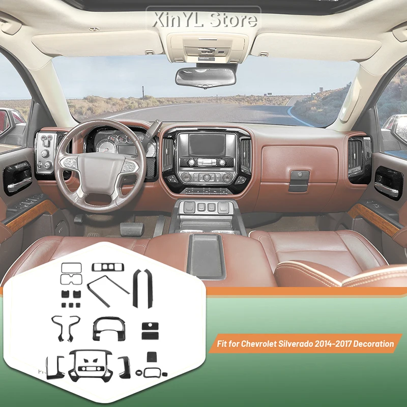 Steering Wheel Center Decorative Dashboard Cover Sticker For Chevy Silverado GMC-SIERRA 2014-2017 Interior Accessories