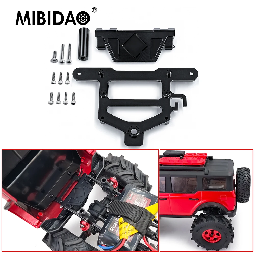 MIBIDAO Metal Car Shell Body Fixing Mount Connector with Spare Tire Rack for Axial SCX24 AXI00006 Bronco 1/24 RC Crawler Car