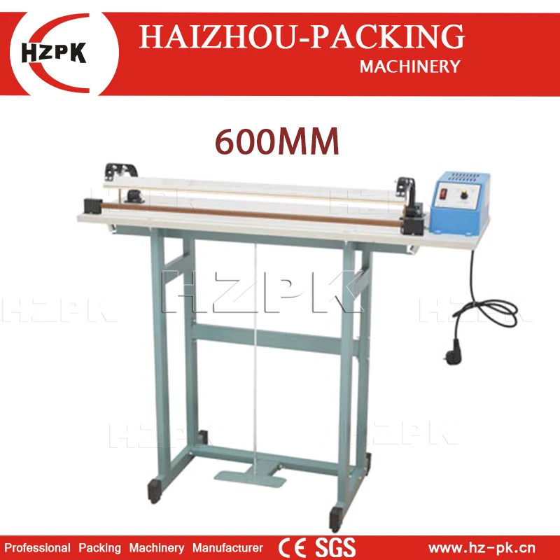 HZPK Foot Pedal Heat Sealer Commercial Plastic Bag Sealing Machine for PVC Shrink Film 600mm Durable